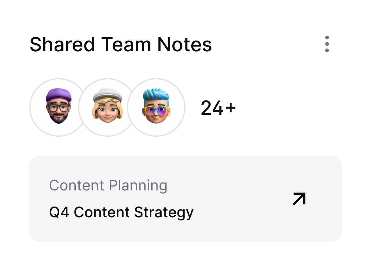 Shared Team Notes Card
